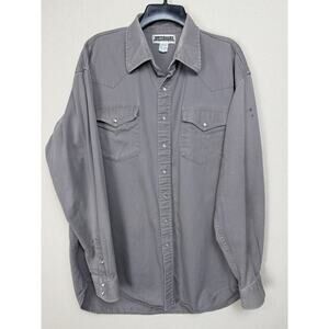 Drysdales Men's Work Shirt Heavy Cotton Long Sleeve Pearl Snap Sz XLT Gray